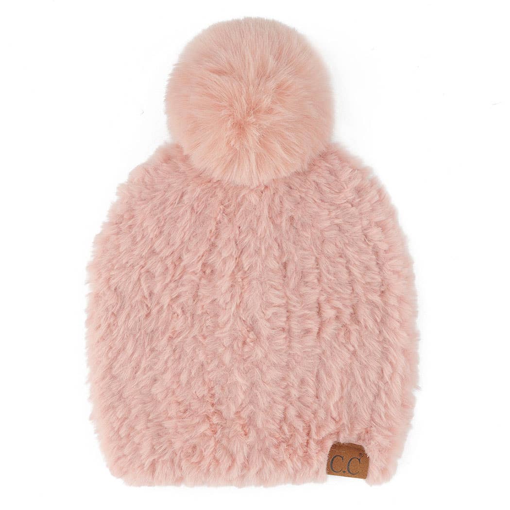 Fashion City – wholesale Beanie – Women's – Faux Fur Beanie with Pom Pom1