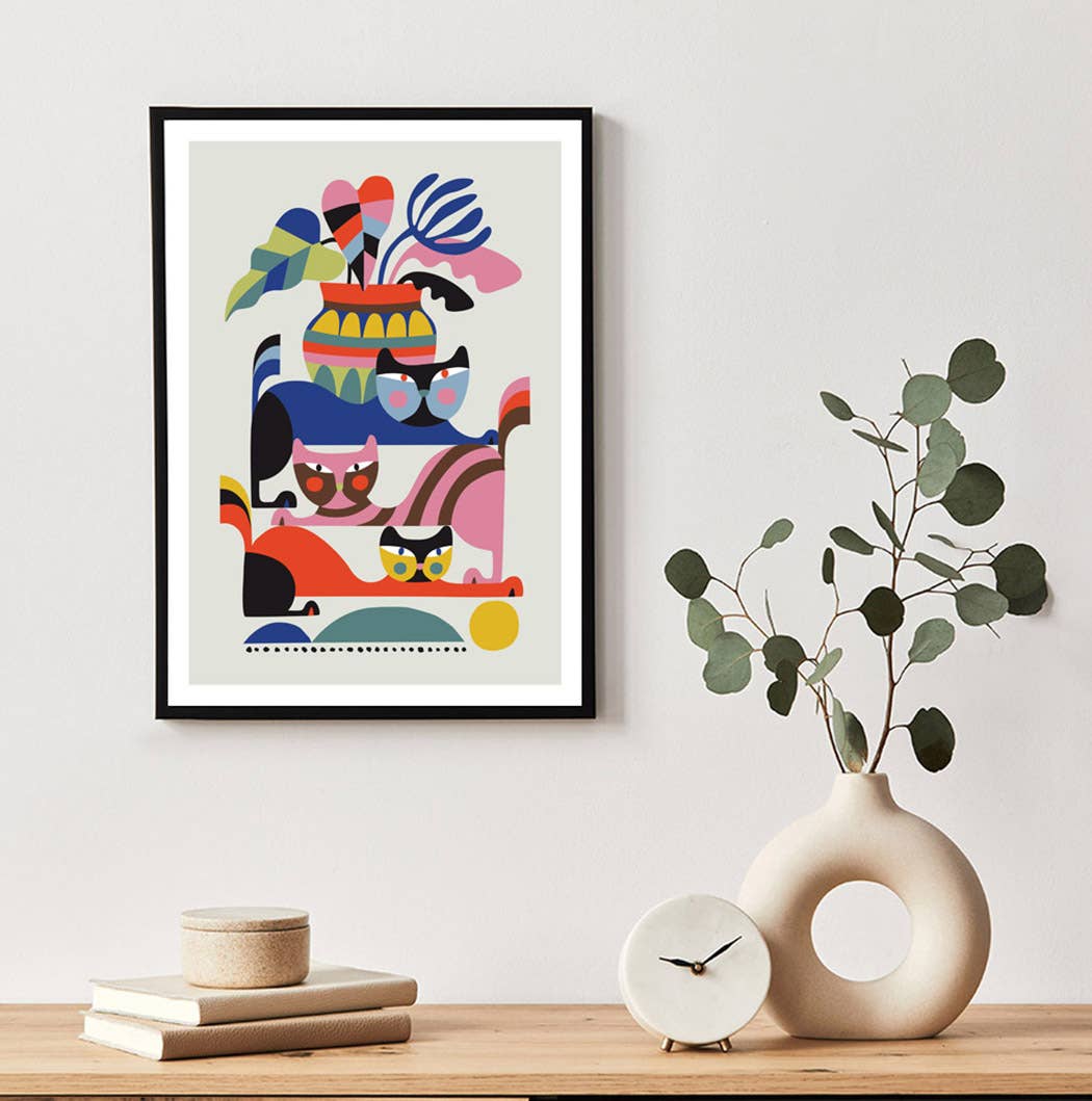 3 Birdies Studio - Wholesale Art print - Three Cats Art Print1