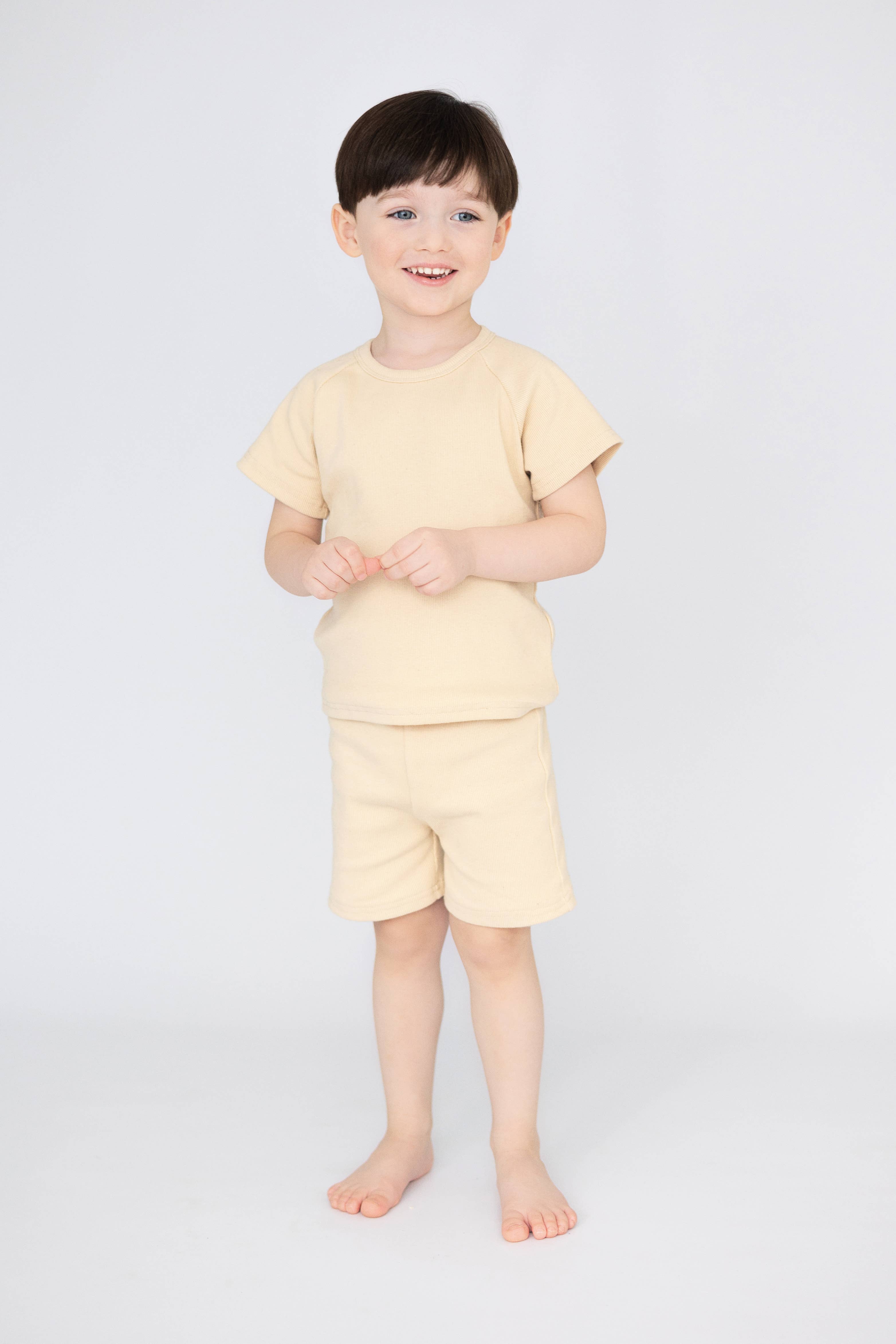 DreamBuy - Venta al por mayor Conjuntos de ropa cómoda - Niños - Conjunto de pijama unisex de verano acanalado sin marca Ice Blue10