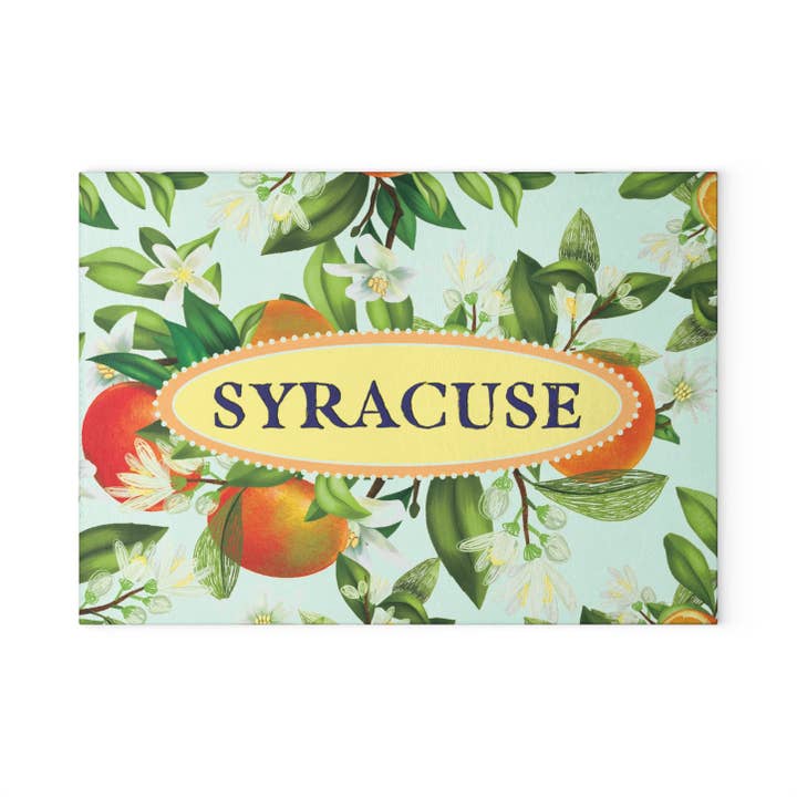 Planche à découper et à charcuterie en verre fleur d'oranger de Syracuse pour la vente par Lake Town Love
