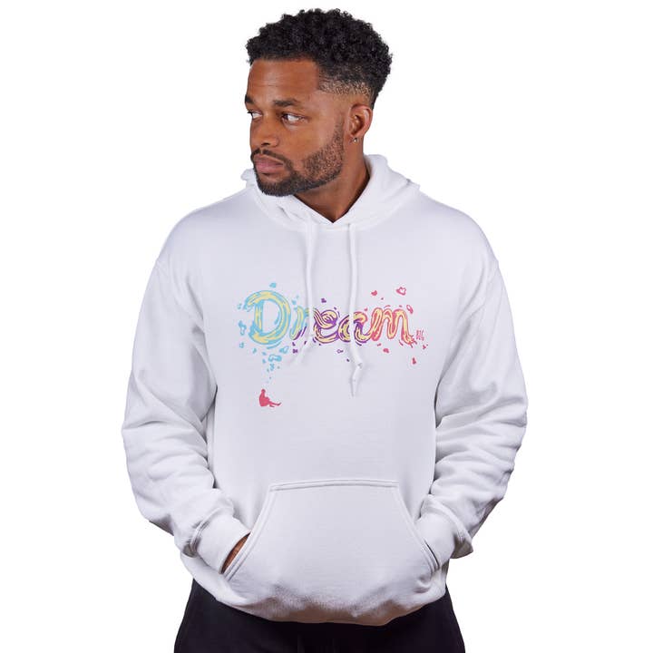 Felpa con cappuccio unisex Dream BIG Bianco per la vendita all'ingrosso da parte di HeadQuarters Clothing