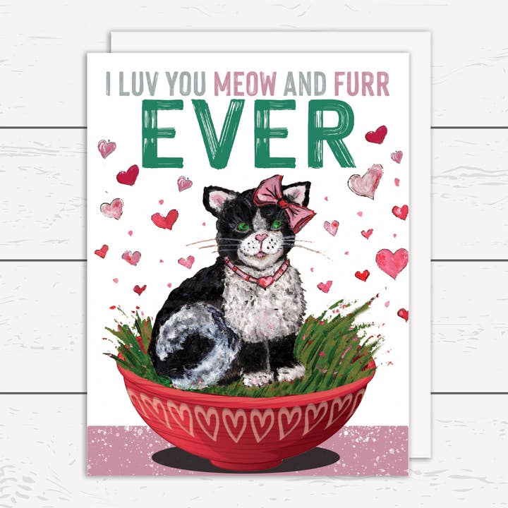 Kitty-Karte zum Valentinstag für den Großhandel von Snorty Morty Designs