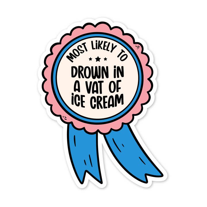 Autocollant très susceptible de se noyer dans une cuve de crème glacée pour la vente par The Stickerie
