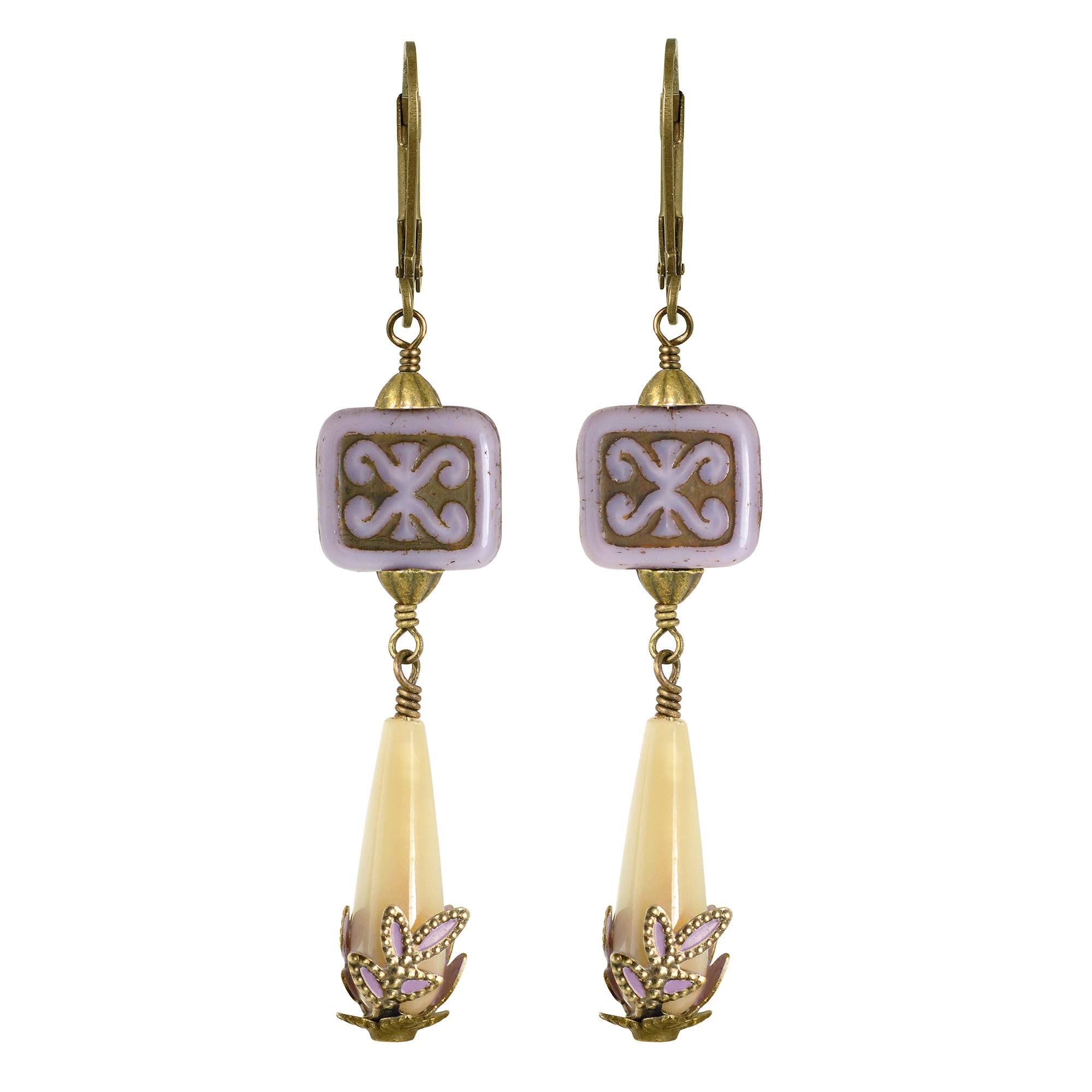 NoMonet – wholesale Dangle earrings – Fairyland: Carved Pearl Greek Xena Hand Painted Earrings1
