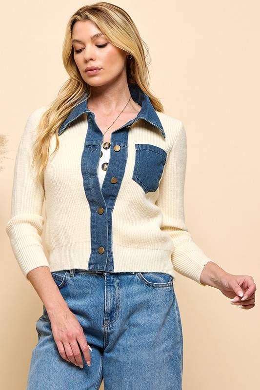 Queen Fashion - Wholesale Knit Sweater - Women's - casual denim shirt jacket0