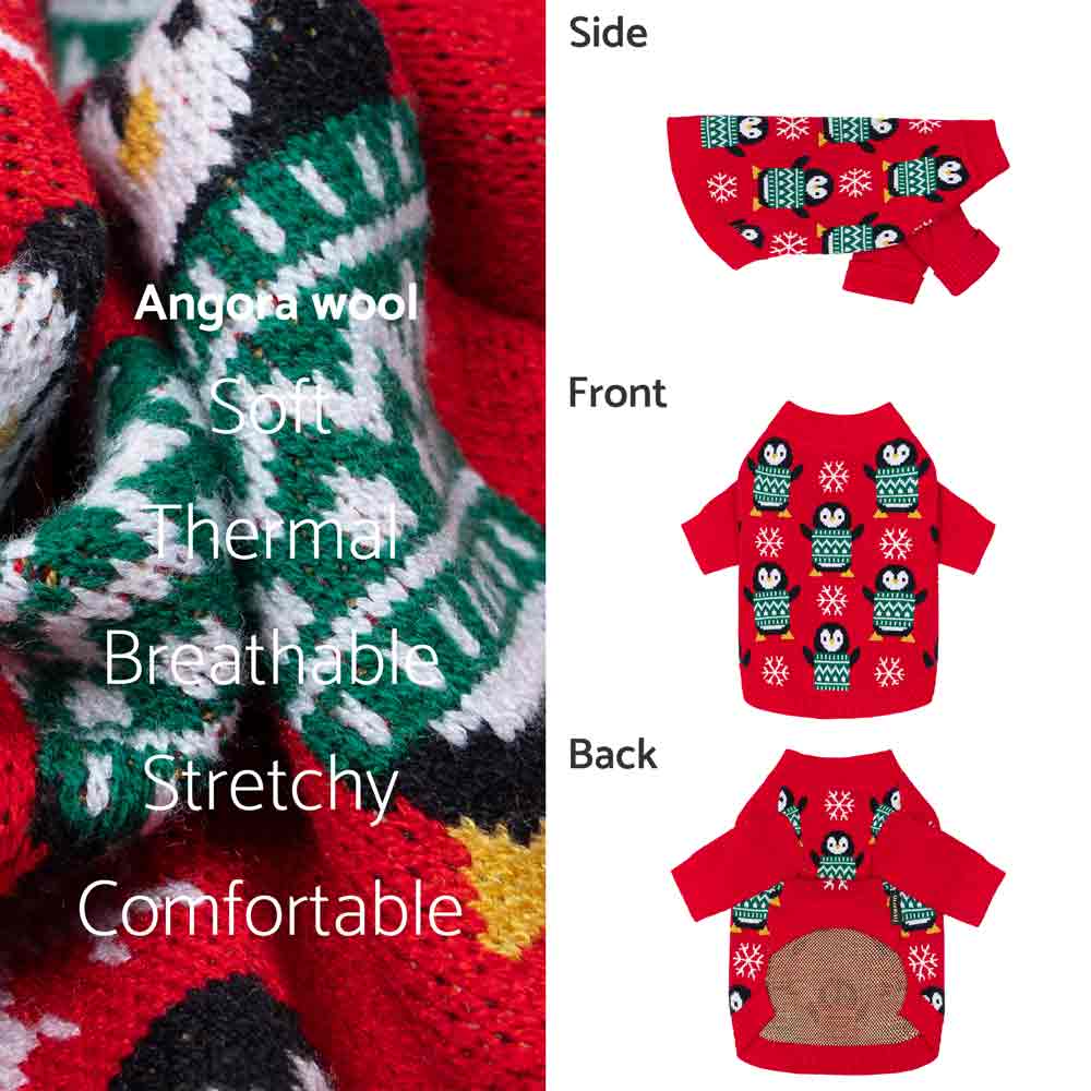Red Penguin Snowflake Dog Sweater for wholesale on Faire3