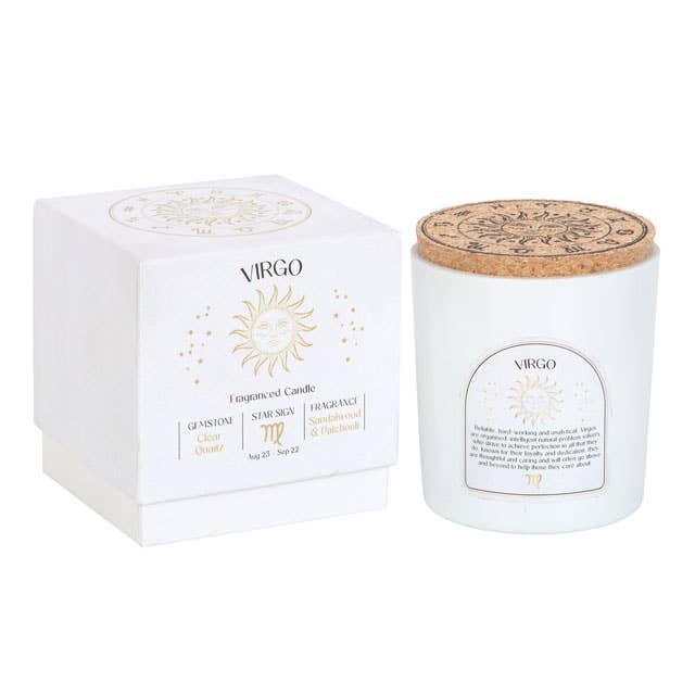 Something Different Wholesale - Wholesale Jar/Filled Candle - Virgo Sandalwood & Patchouli Zodiac Crystal Candle1
