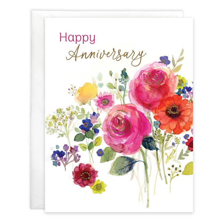 Anniversary Greeting Card - Celebrate Flowers for wholesale by GINA B DESIGNS