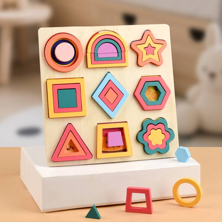 Rompecabezas Geométricos 3D de Madera Montessori para Niños para venta al por mayor de Pagdee Kids Juniors