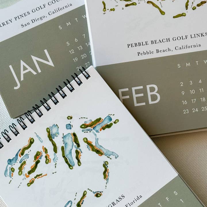 2025 Golf Course Calendar for wholesale by ally aiken design