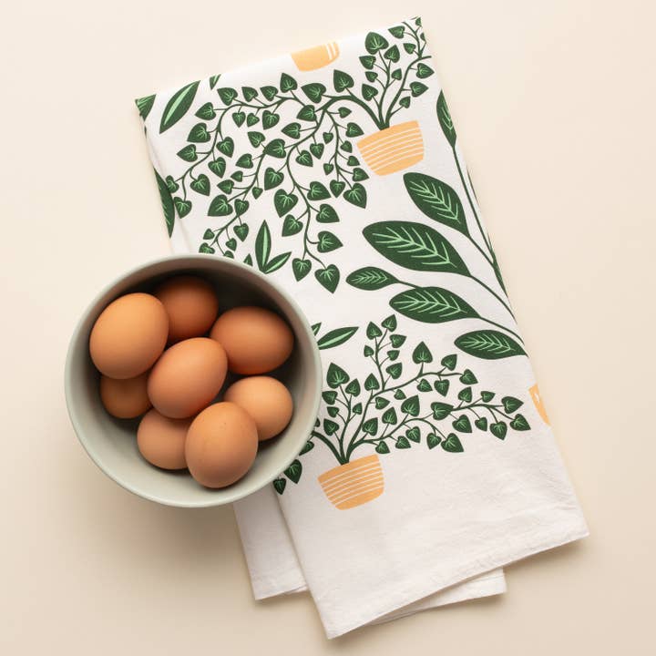Geschirrtuch mit Zimmerpflanzen | Küchendekor für den Großhandel von HAZELMADE® Tea Towels + Gifts