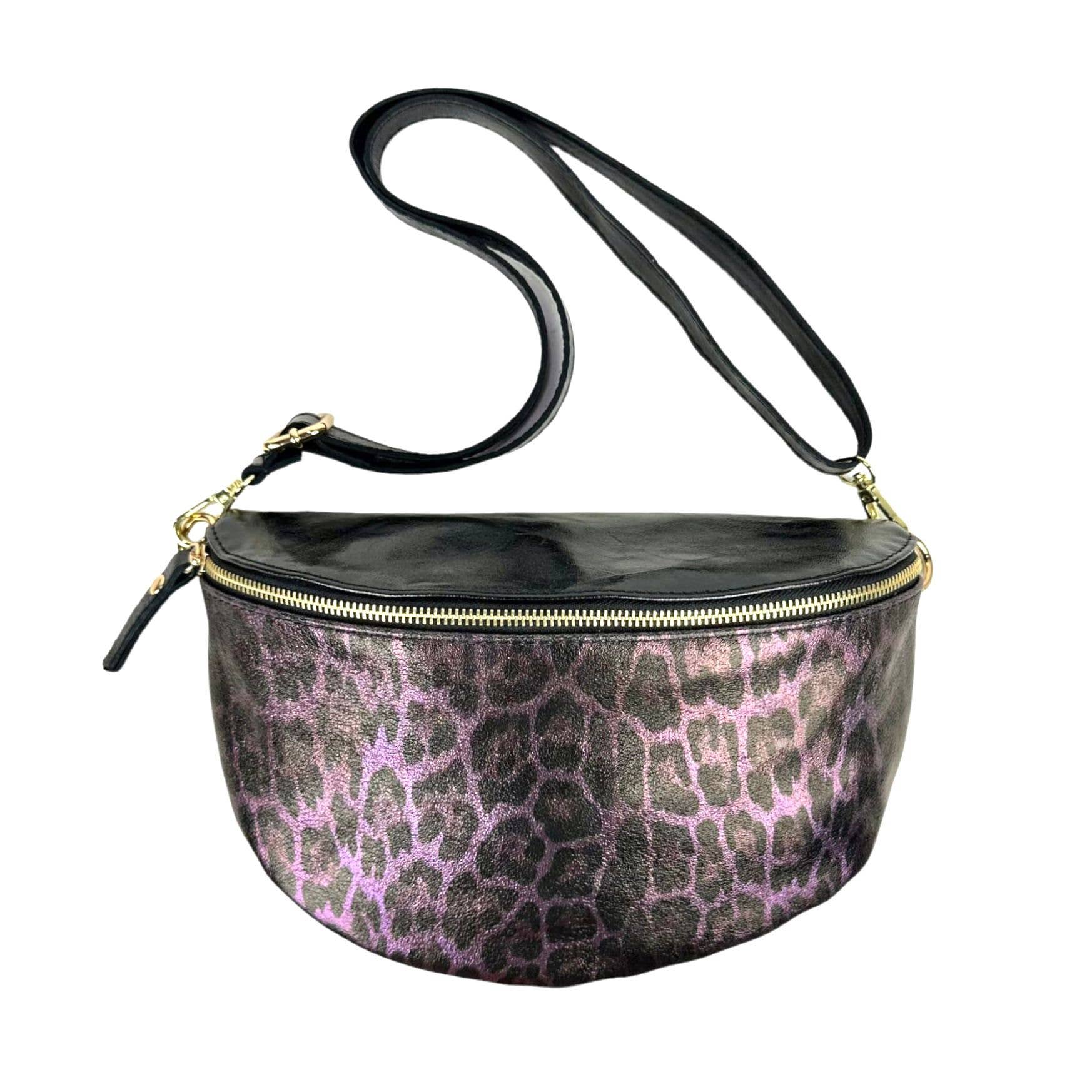 Chenson & Gorett - Vente Sac ceinture – femme - Sac de taille en cuir avec imprimé léopard et effet brillant11