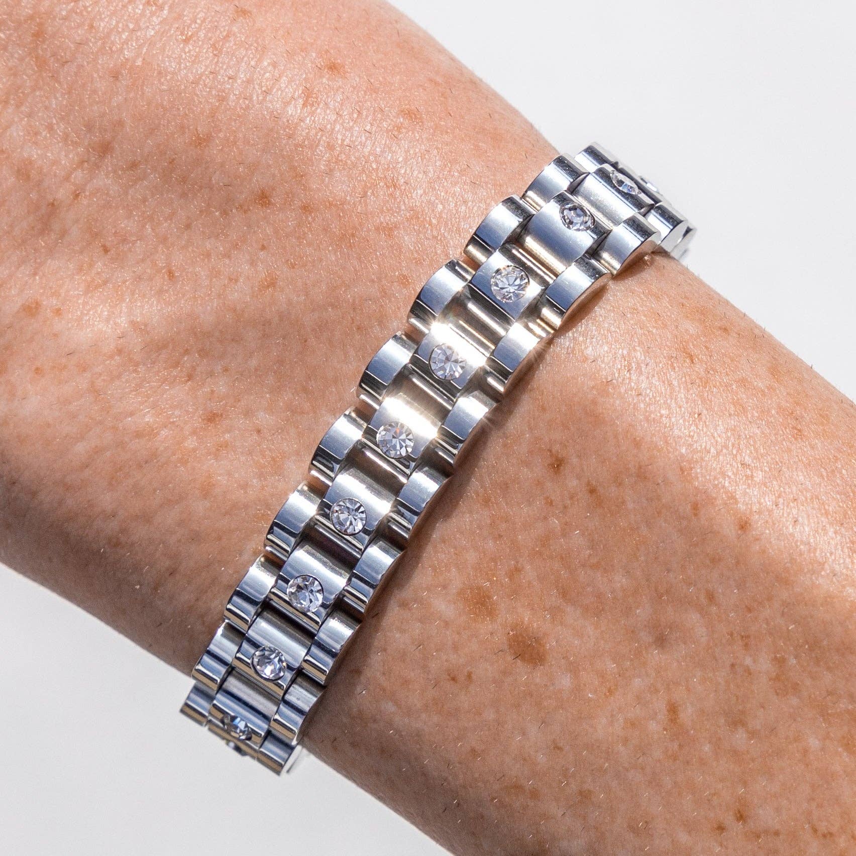 Silver Lineage Bracelet Silver/Cubic Zirconia for wholesale on Faire3