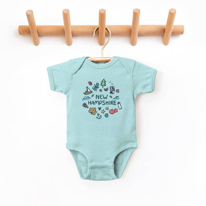 RetroPlanet - Wholesale Bodysuit (Non-Footed) - Baby - New Hampshire Doodles Baby Onesies Unisex NB-24 Months