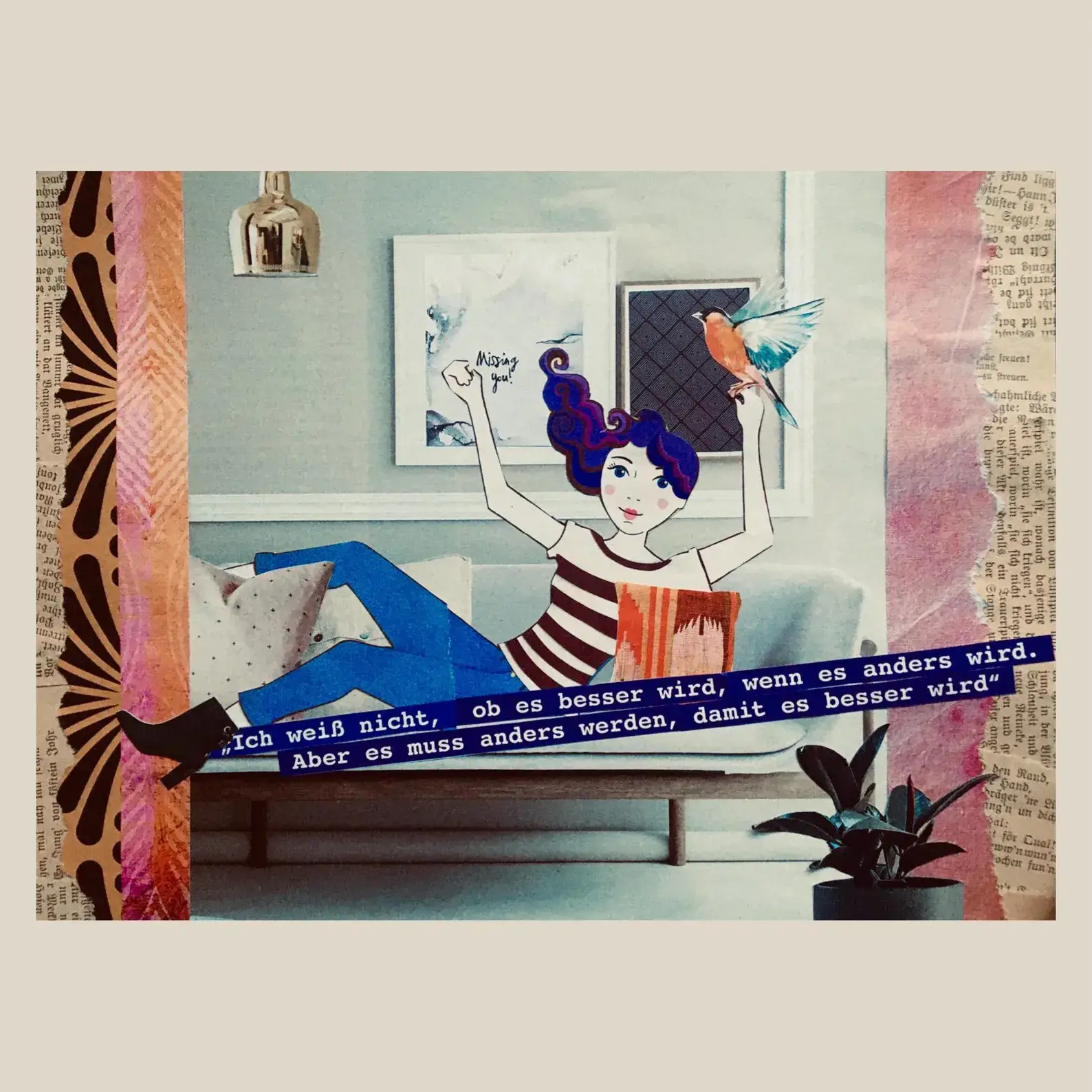 HERZallerliebste…von anderer ART - Wholesale Postcard - Postcard Collage "Must Be Different", A60