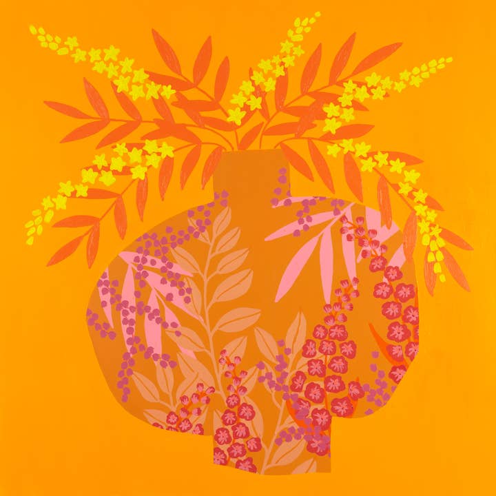 Orange Florals Print for wholesale by Bailey Schmidt Art