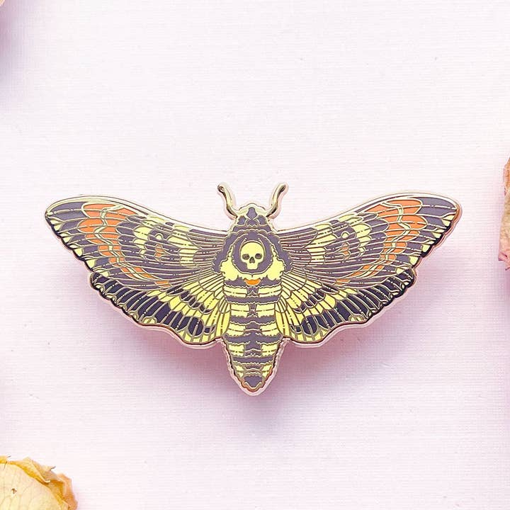 Alum and Ink - Wholesale Lapel Pin/Button - Death's Head Hawkmoth (Acherontia lachesis) Enamel Pin6