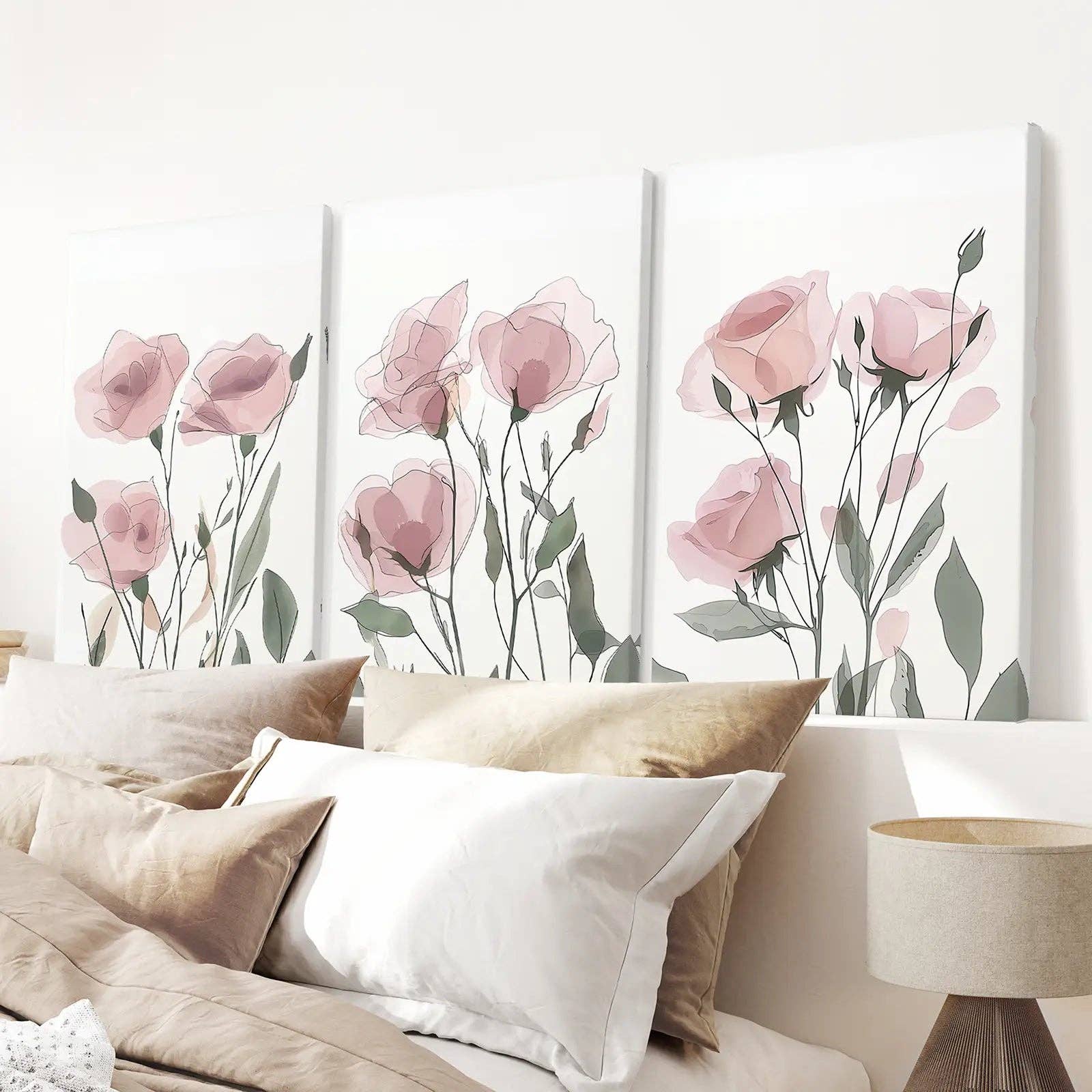 Art Lane – wholesale Wall art set – Watercolor Blush Pink Flowers Poster Decor0