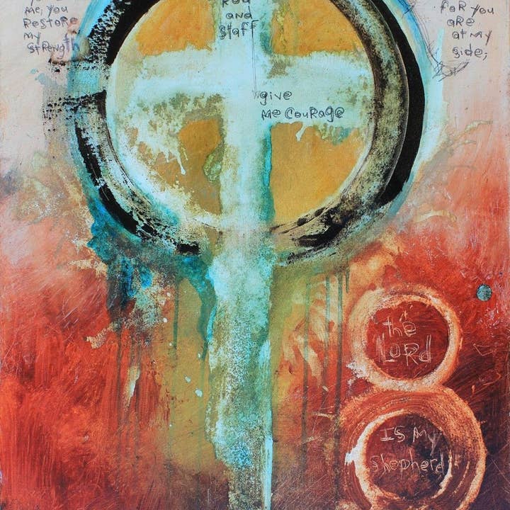 #061626 <br> Abstract Cross Art Print for wholesale by Michel Keck LLC