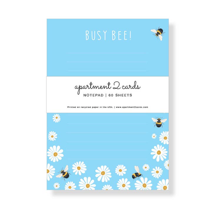 Busy Bee List Pad, 4.75x6.5" Notepad for wholesale by Apartment 2 Cards