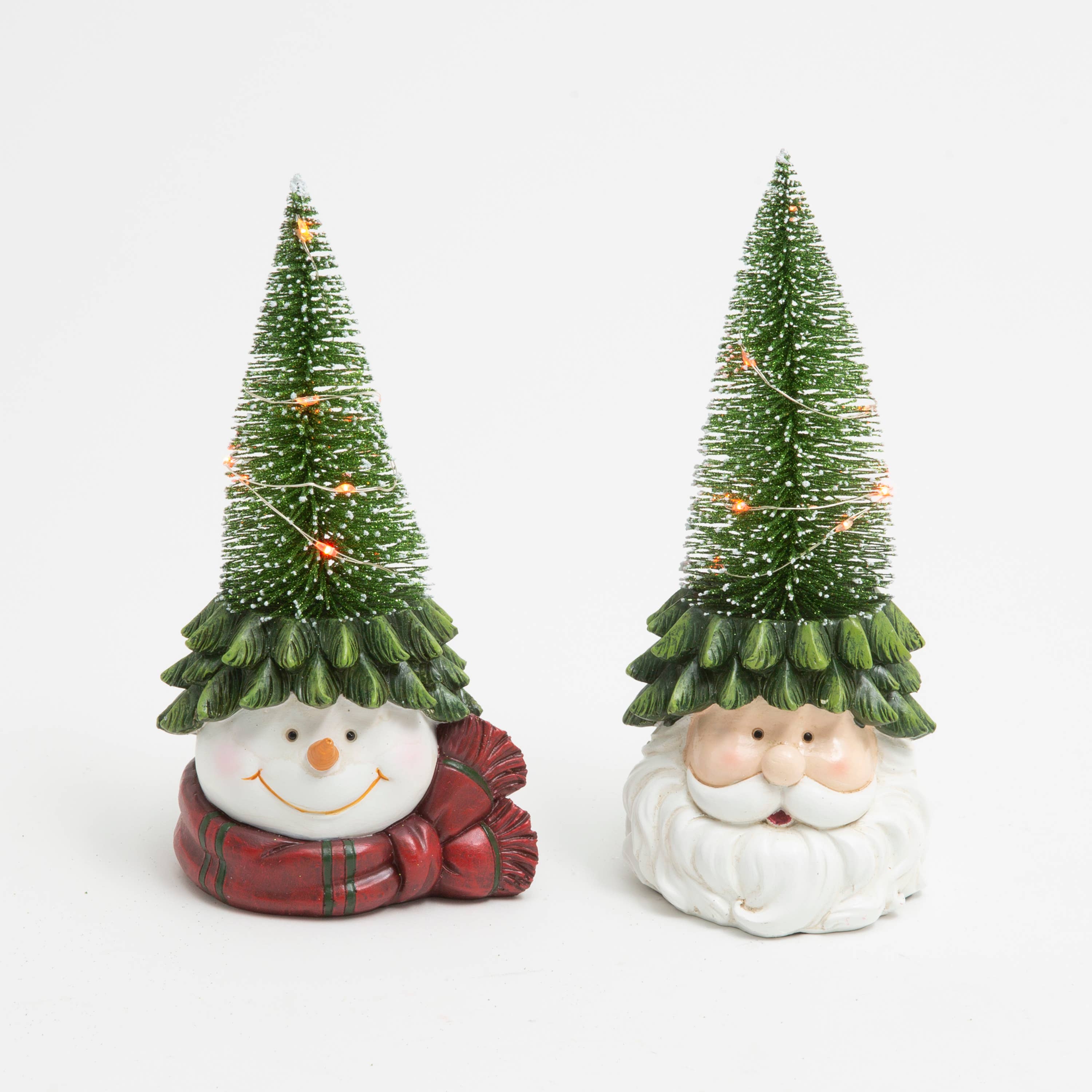 The Gerson Companies - Wholesale Christmas Decoration - Gerson Christmas 8.07"H B/O Lighted Resin Santa & Snowman w/1