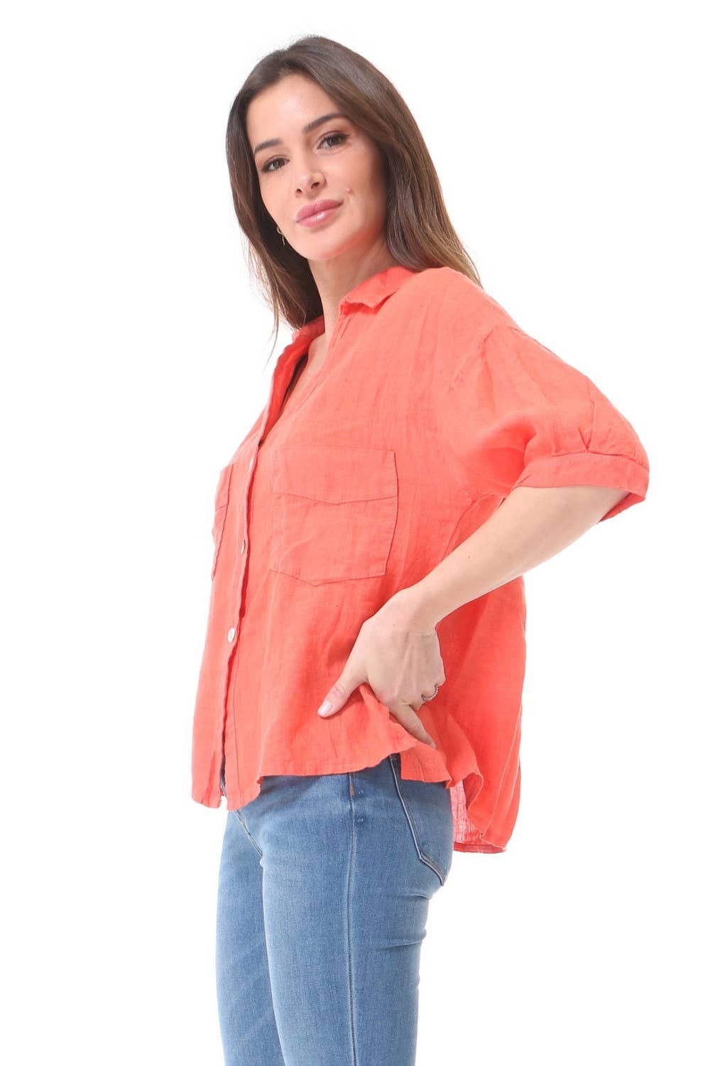 LÉA & LUC - Wholesale Button Down Shirt - Women's - 100% linen shirt REF.20174/51