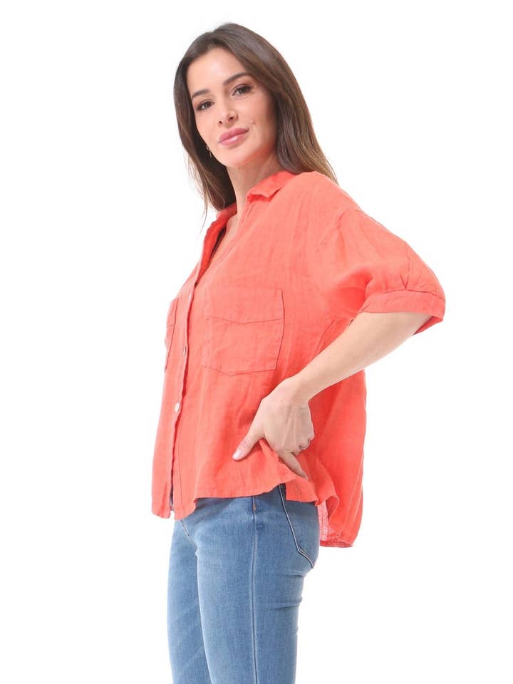 LÉA & LUC - Wholesale Buttoned-down shirt – Women's - 100% linen shirt REF.20174/51