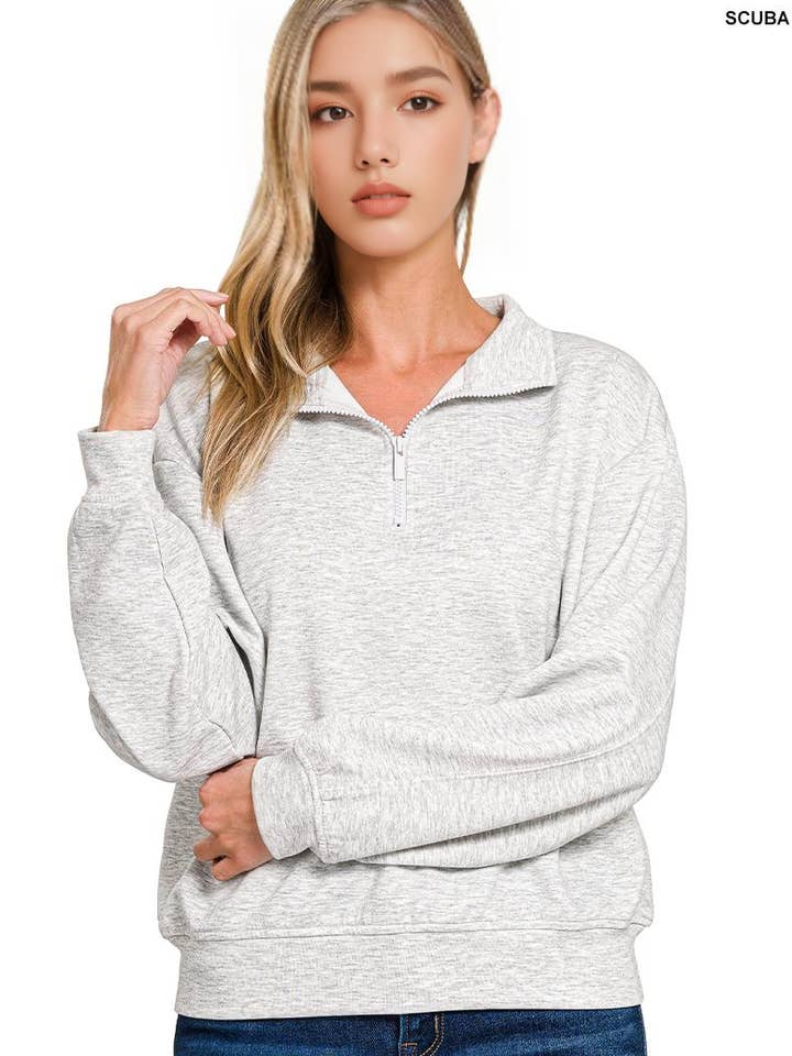 42POPS - Wholesale Sweatshirt – Women's - `.Scuba Half Zip Pullover19