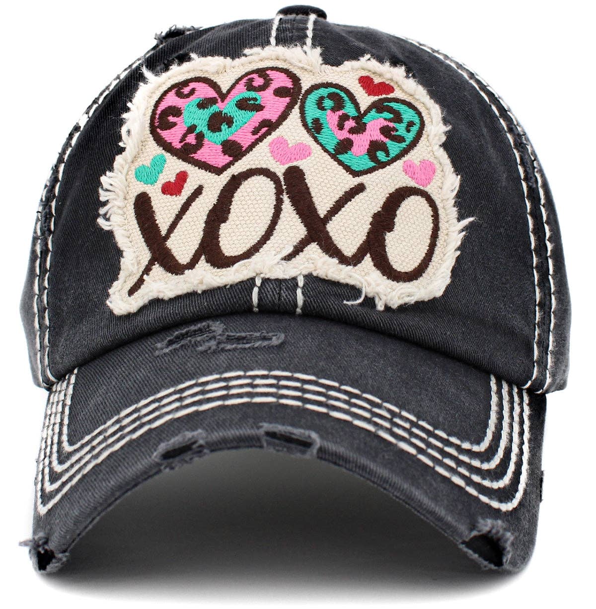 MiMi Wholesale - Wholesale Baseball Cap - Women's - KBV1411 "XOXO" Vintage Distressed Cotton Cap0