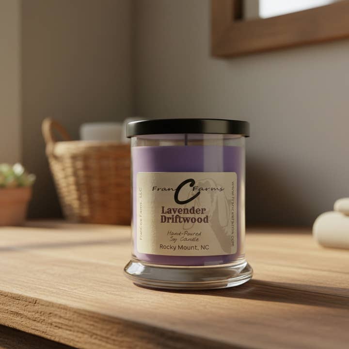 Vela de soja de lavanda y madera flotante 12 oz. para venta al por mayor de FranCee Farms