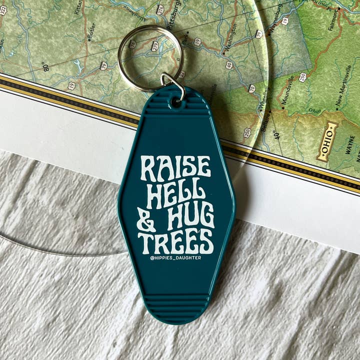 Raise hell and hug trees // motel tag for wholesale by Hippie’s Daughter