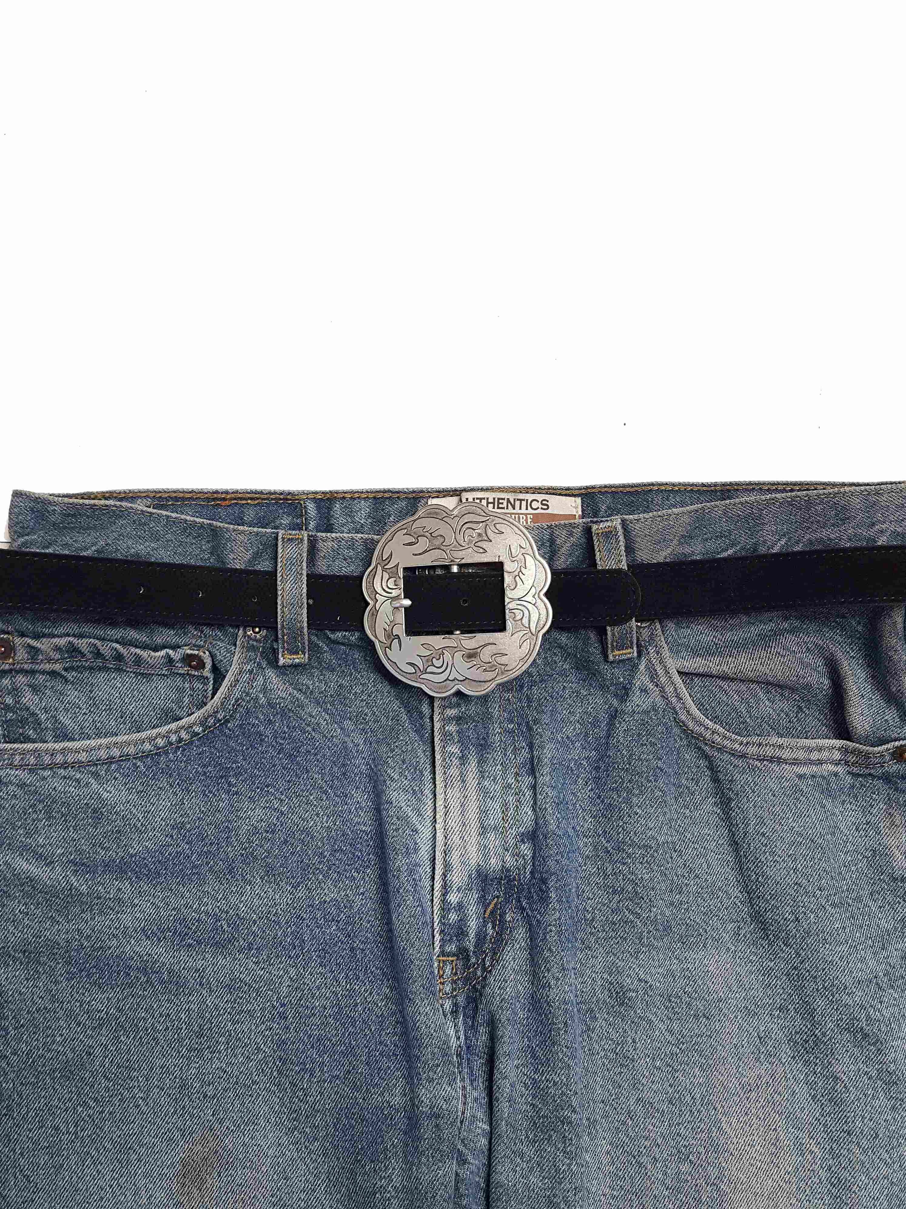 Axesoria West - Vente Ceinture – femme - Ceinture en cuir suédé véritable avec boucle florale western2