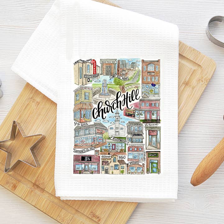 Church Hill kökshandduk för wholesale av Mad Kitchen Co.