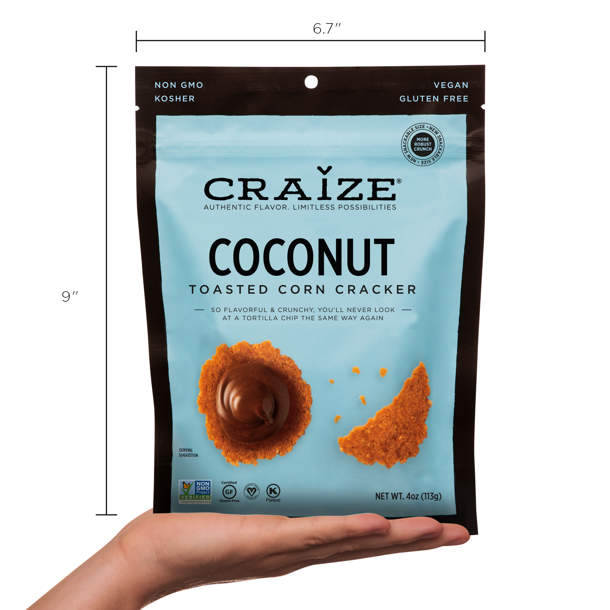 Craize Snacks, INC - Wholesale Crackers - Coconut Toasted Corn Crackers 4oz3