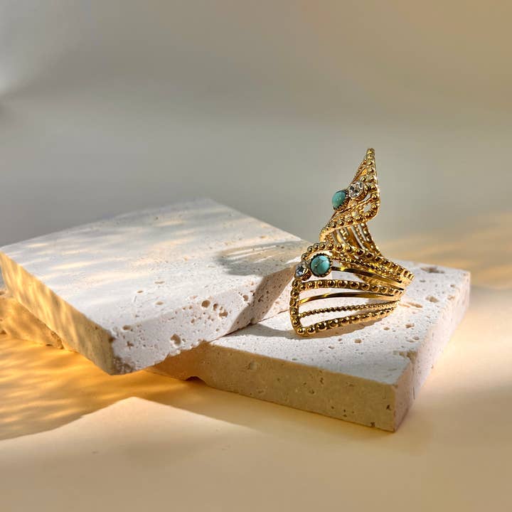 COSMOS – Großhandel Cocktail-/Statement-Ring – Verstellbarer Edelstahlring mit gedrehtem Design4