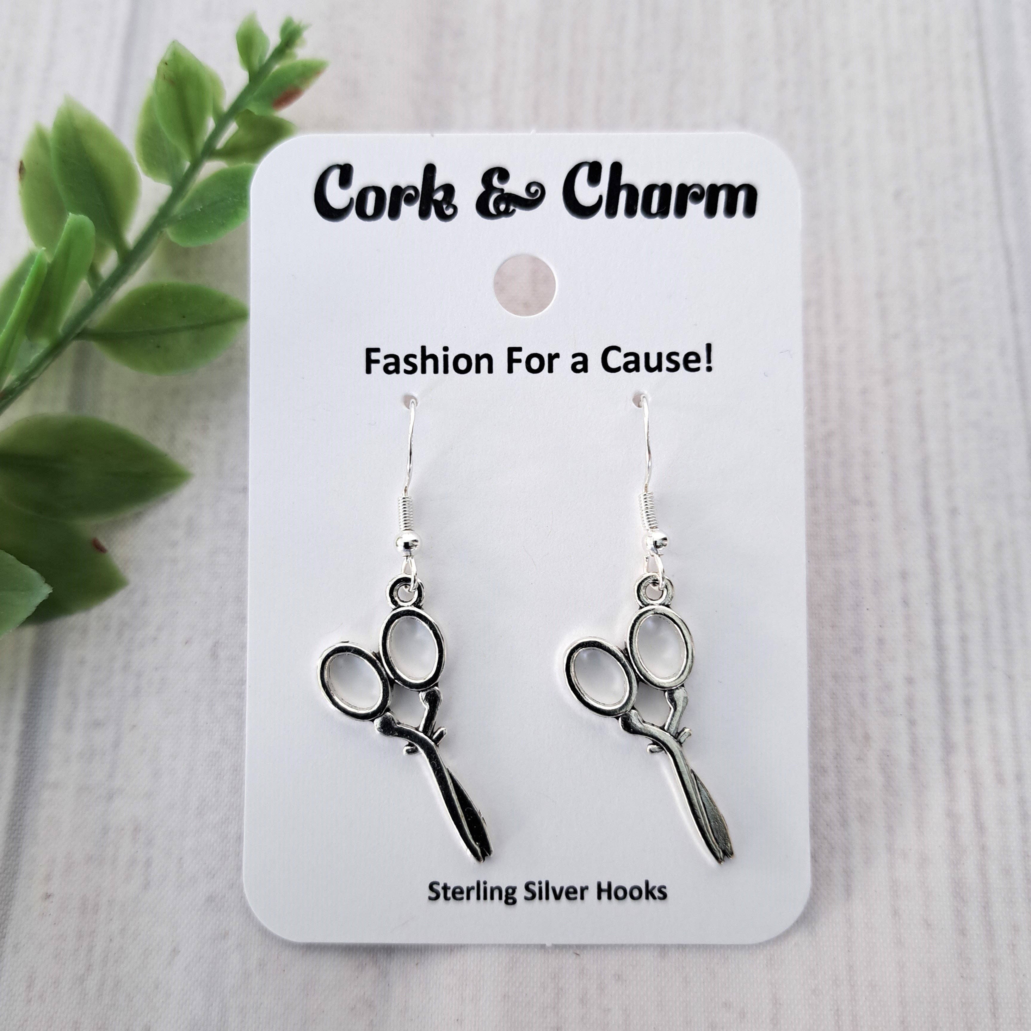 Silver Scissors Sterling Silver Earrings for wholesale by Cork and Charm