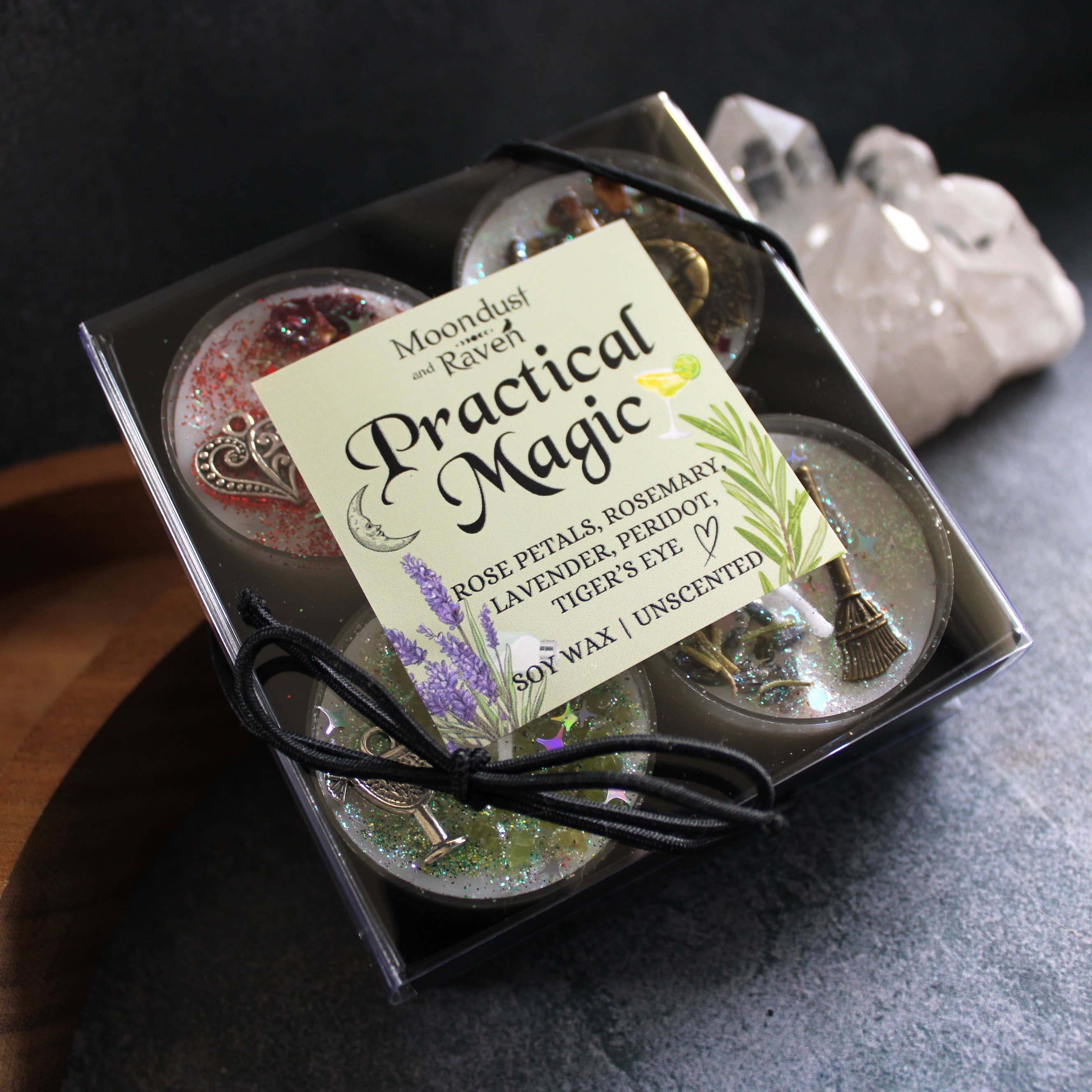 Moondust and Raven – Engroshandel Fyrfadslys – Practical Magic fyrfadslys med krystaller og ritualer2