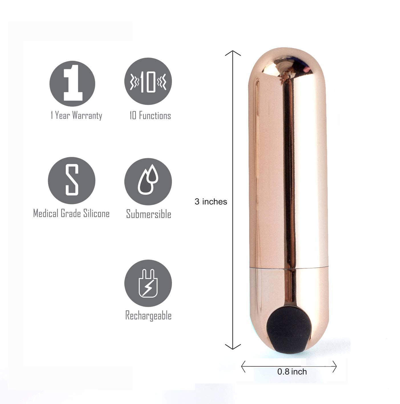 Maia Toys - Wholesale Sex Toy - Jessi Rechargeable Mini Bullet Sex Toy, Rose Gold0