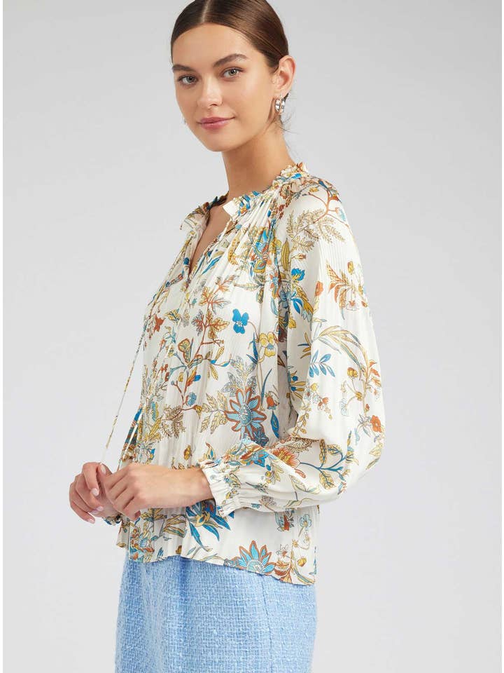 Mlt Botanical Printed Pleated Blouse for wholesale on Faire