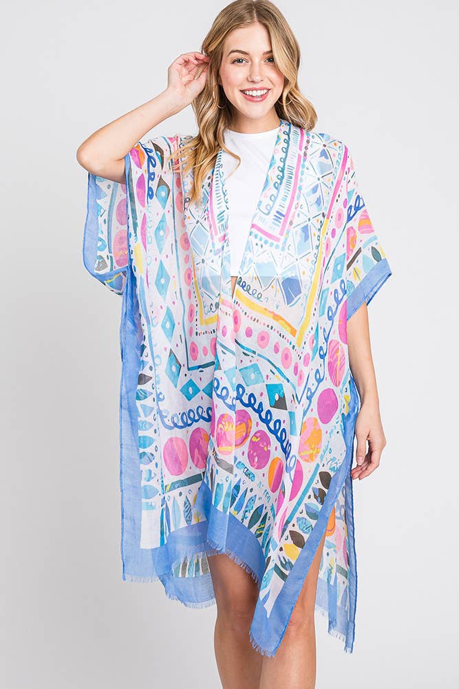 Hana - Wholesale Kimono - Women's - Watercolor Boho Geometric Print Summer Kimono31