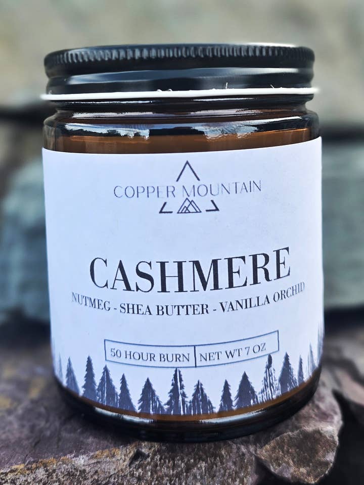 CASHMERE (NUTMEG, SHEA BUTTER, VANILLA ORCHID) 8OZ, 16OZ for wholesale by Copper Mountain Candle Co.