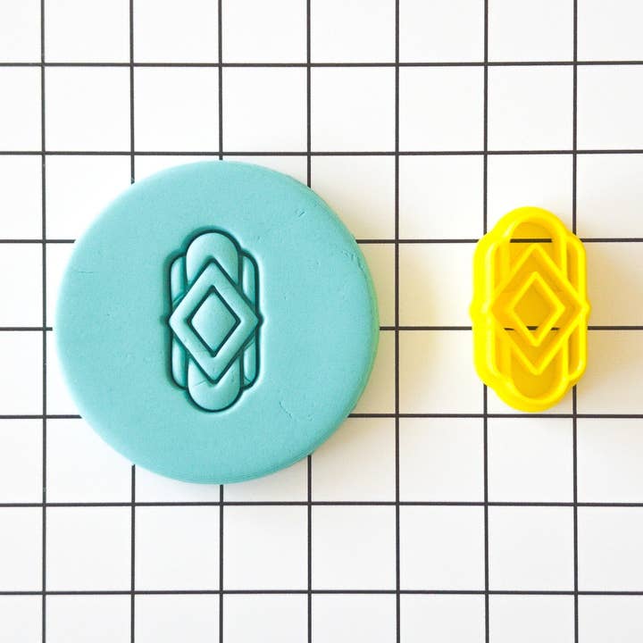 1920s Rectangle Polymer Clay Cookie Biscuit Stamp Cutter for wholesale by Cut Bake Stamp