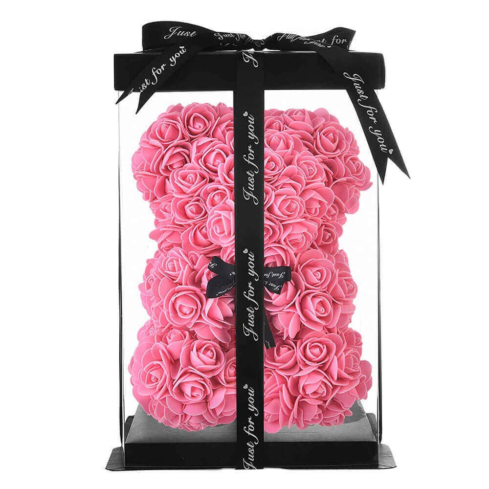 giftland - Vendita all'ingrosso Fiori finti - Orsetto di rose con scatola regalo - Orsetto di rose artificiali 25 cm1