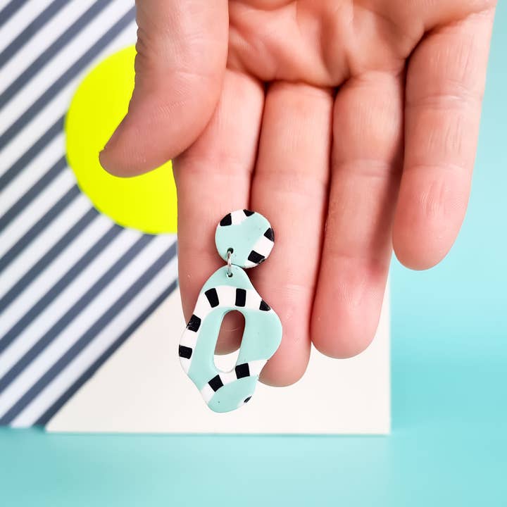 Mono - Wholesale Dangle Earrings - neon yellow and mint handmade polymer clay earrings20