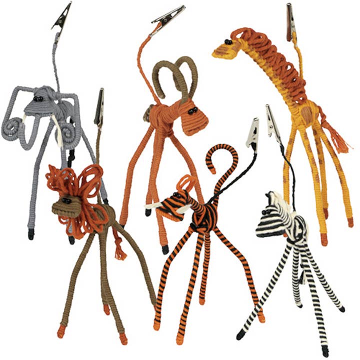 Animal Cotton & Wire Clip Sculptures for wholesale by One World Projects