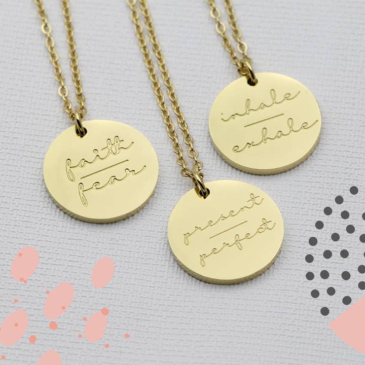 Embellished Whimzy - Wholesale Pendant/Charm Necklace - Gold Disc Necklace
