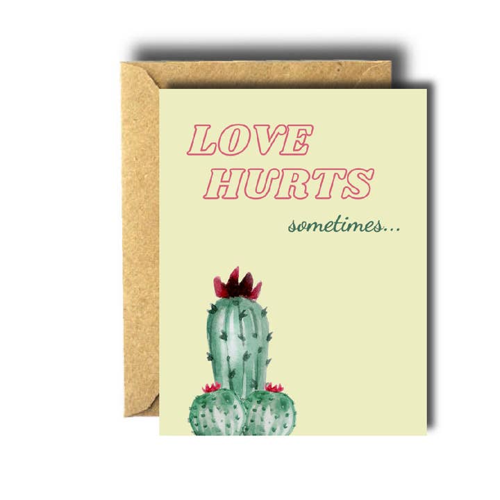 Cactus Love Hurts Funny Encouragement / Empathy Greeting Card for wholesale by Bee Unique
