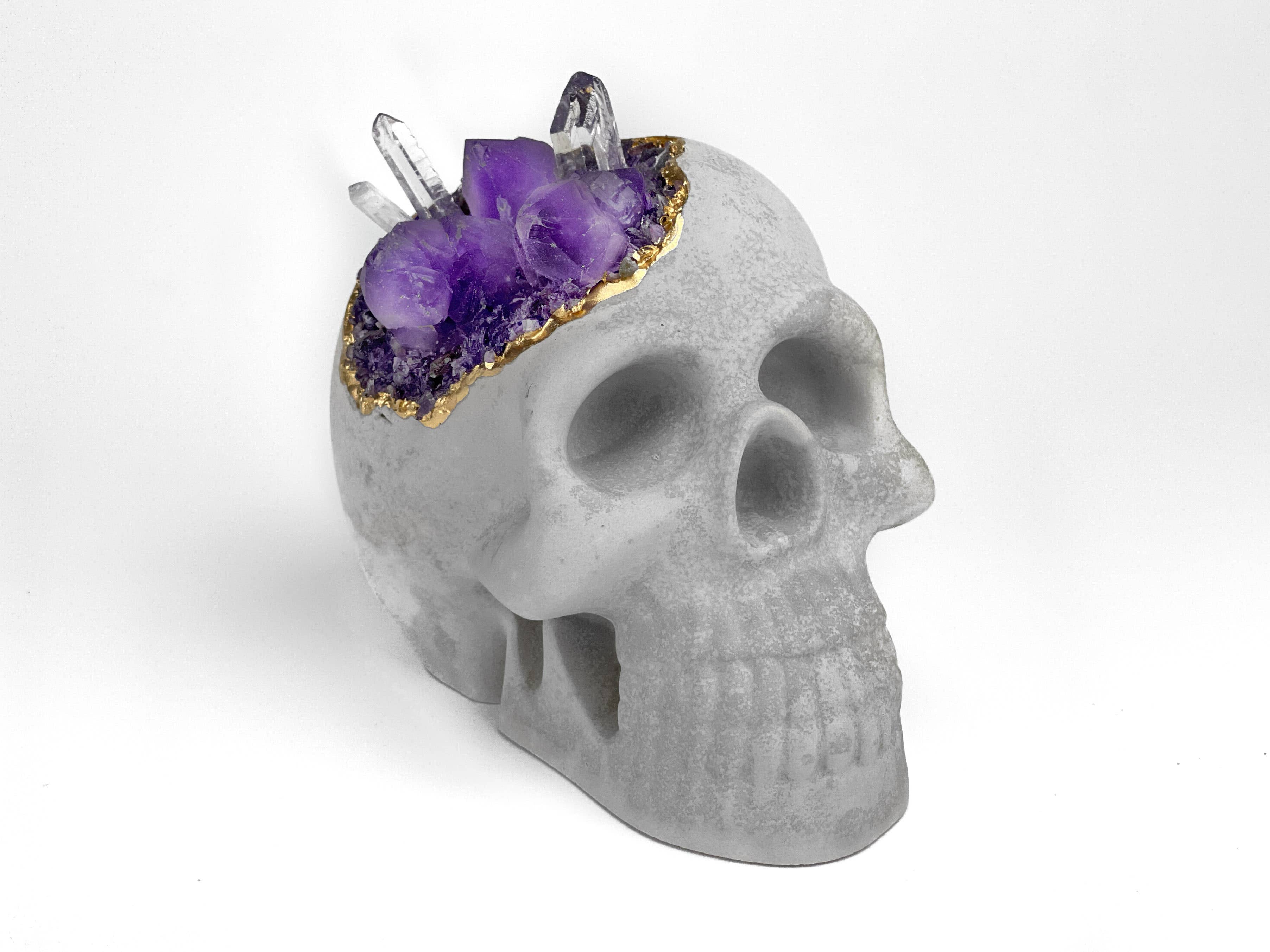 Planters Made in the USA - Wholesale Decoratief beeldje - Groot schedelbeeld van rozenkwarts en natuurlijke kristallen10