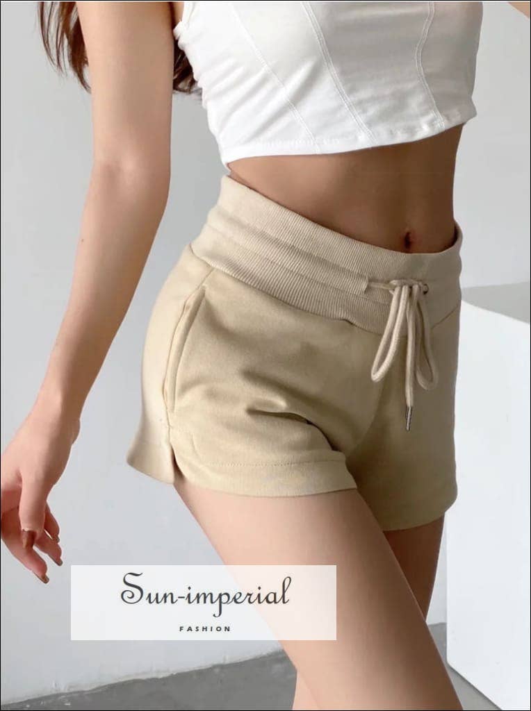 Sun Imperial - Wholesale Athletic Shorts - Women's - Women Cotton Sweat Runner Shorts With Curved Hem Detail3