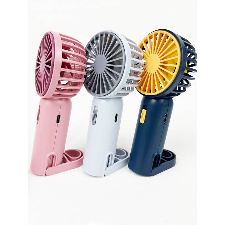 MIX COLOR Portable Hand Fan with Pull out Stand for wholesale on Faire